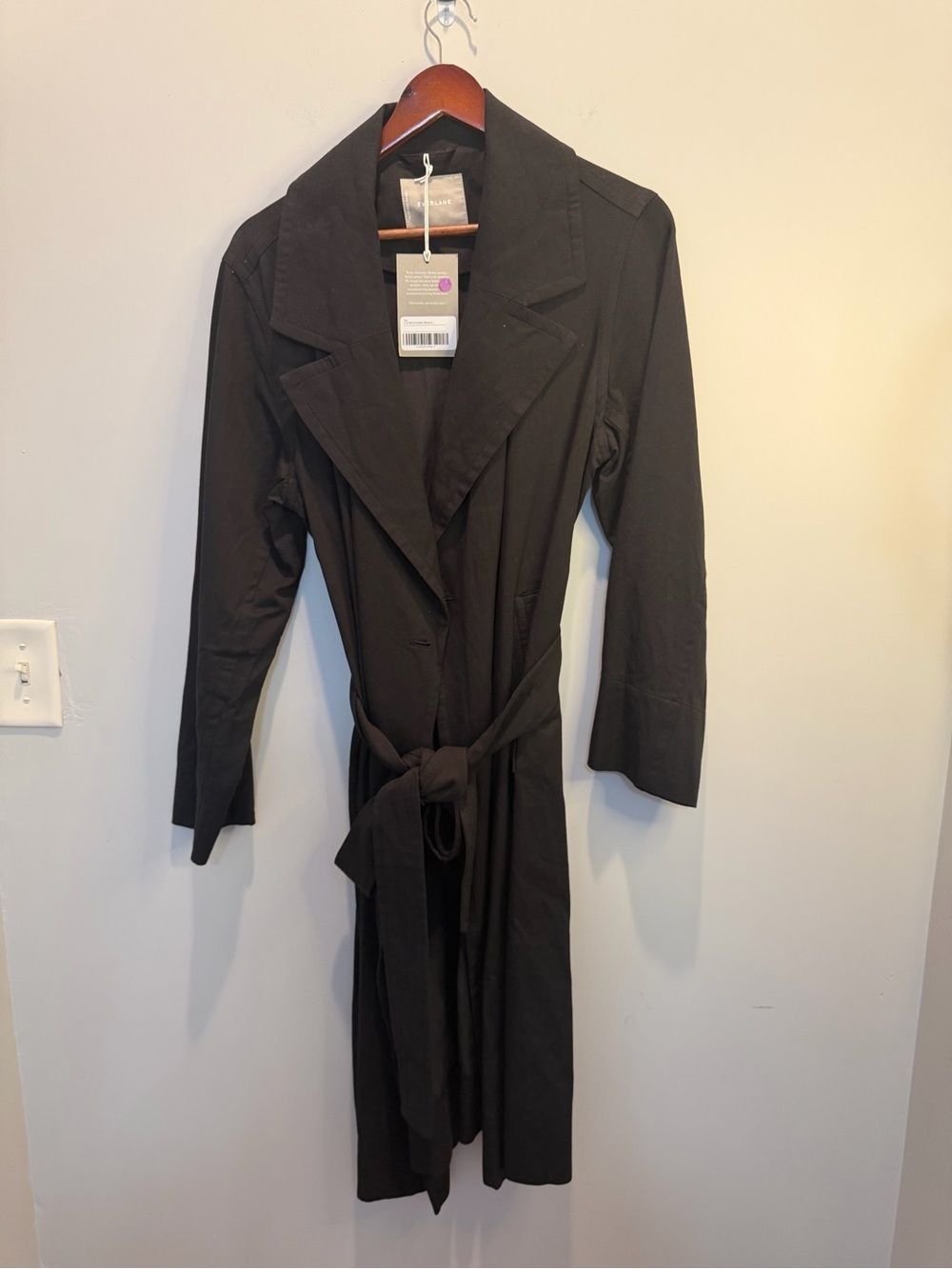 Everlane Black Belted Trench Coat - Picture 2 of 7
